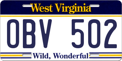 WV license plate OBV502
