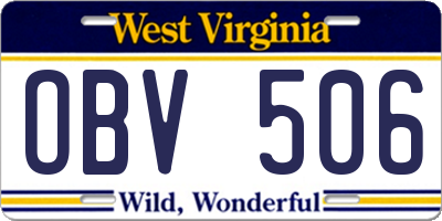 WV license plate OBV506