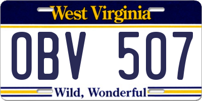 WV license plate OBV507