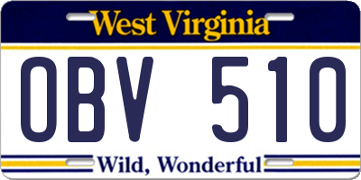 WV license plate OBV510