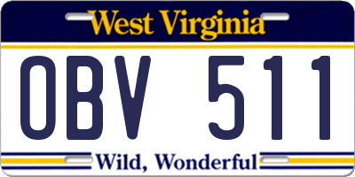 WV license plate OBV511