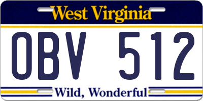 WV license plate OBV512