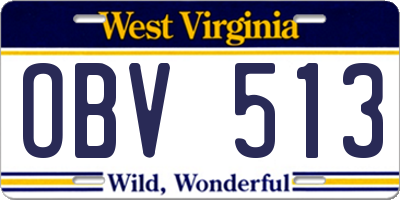 WV license plate OBV513
