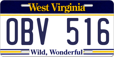 WV license plate OBV516