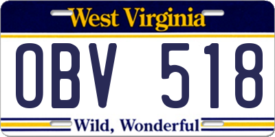 WV license plate OBV518