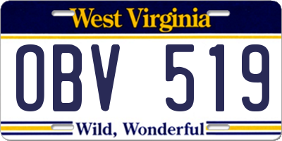 WV license plate OBV519