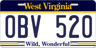 WV license plate OBV520