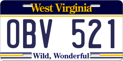 WV license plate OBV521