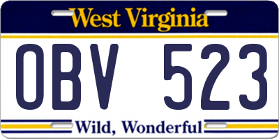 WV license plate OBV523