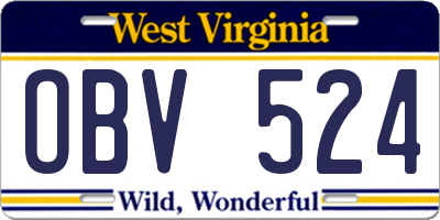 WV license plate OBV524