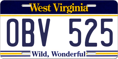 WV license plate OBV525