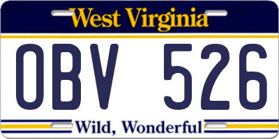 WV license plate OBV526
