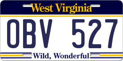 WV license plate OBV527