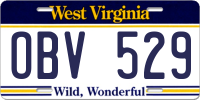 WV license plate OBV529