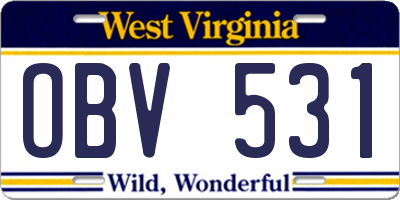 WV license plate OBV531