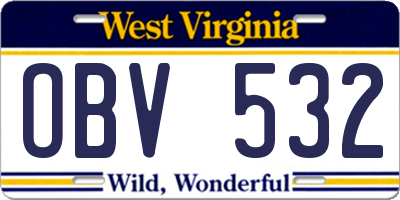 WV license plate OBV532