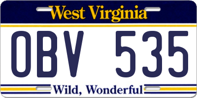 WV license plate OBV535