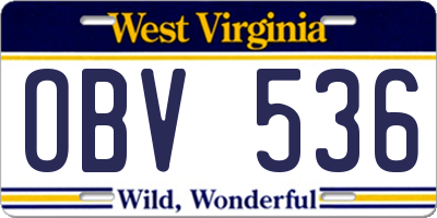 WV license plate OBV536