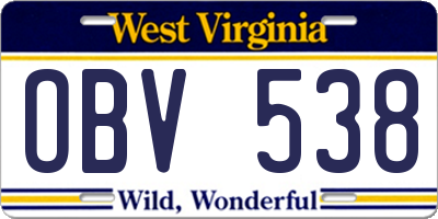WV license plate OBV538