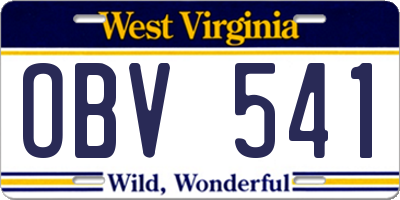 WV license plate OBV541