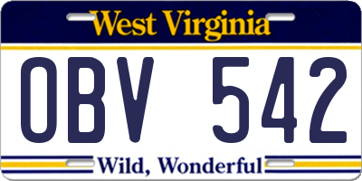 WV license plate OBV542