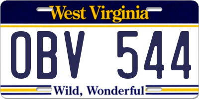 WV license plate OBV544