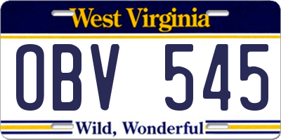 WV license plate OBV545