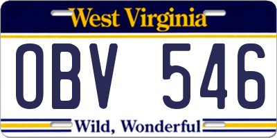 WV license plate OBV546