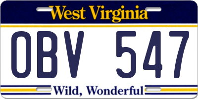 WV license plate OBV547