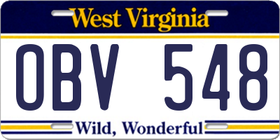 WV license plate OBV548