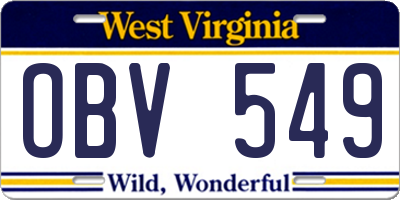 WV license plate OBV549