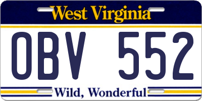WV license plate OBV552