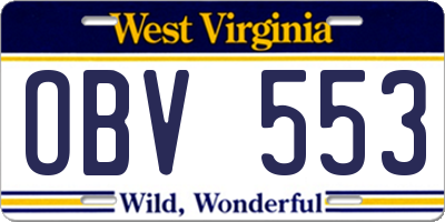 WV license plate OBV553