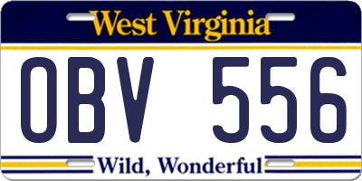 WV license plate OBV556