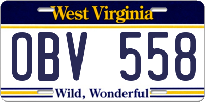 WV license plate OBV558