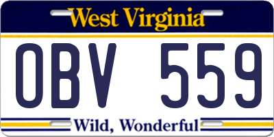 WV license plate OBV559