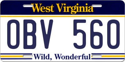 WV license plate OBV560