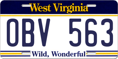 WV license plate OBV563