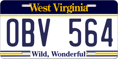 WV license plate OBV564