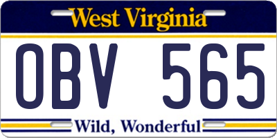 WV license plate OBV565