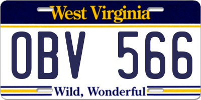 WV license plate OBV566