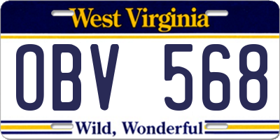 WV license plate OBV568