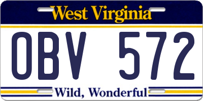 WV license plate OBV572