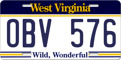 WV license plate OBV576