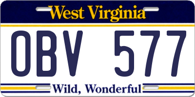WV license plate OBV577
