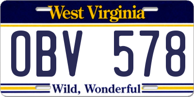 WV license plate OBV578