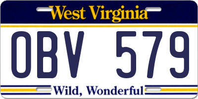 WV license plate OBV579