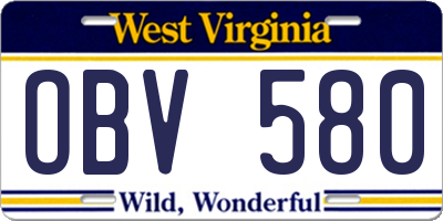 WV license plate OBV580