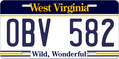 WV license plate OBV582