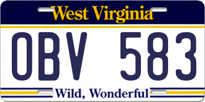 WV license plate OBV583